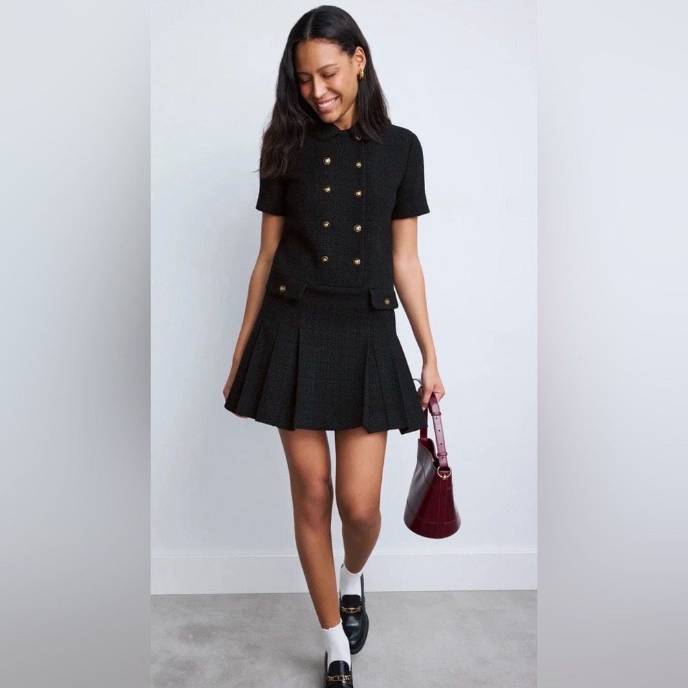 Sandro Black Skirt Set with Gold Accents
